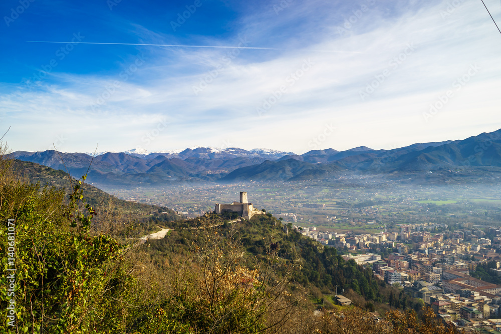 Panorama of the city of Cassino, Italy.