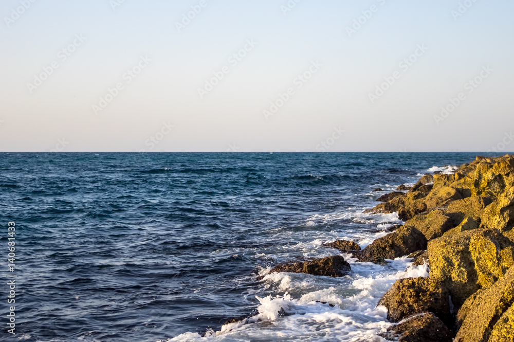 Breakwater protecting the beach.