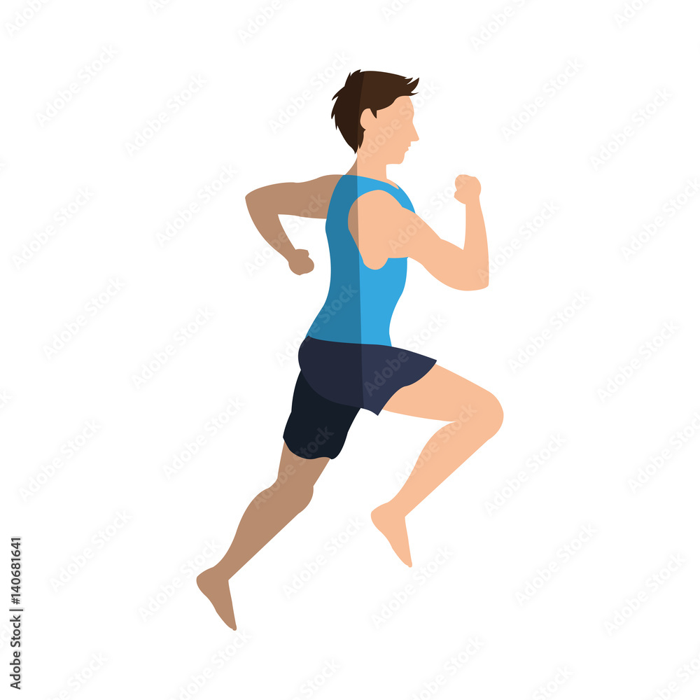 man running icon over white background. colorful design. vector illustration man running icon over white background. colorful design. vector illustration