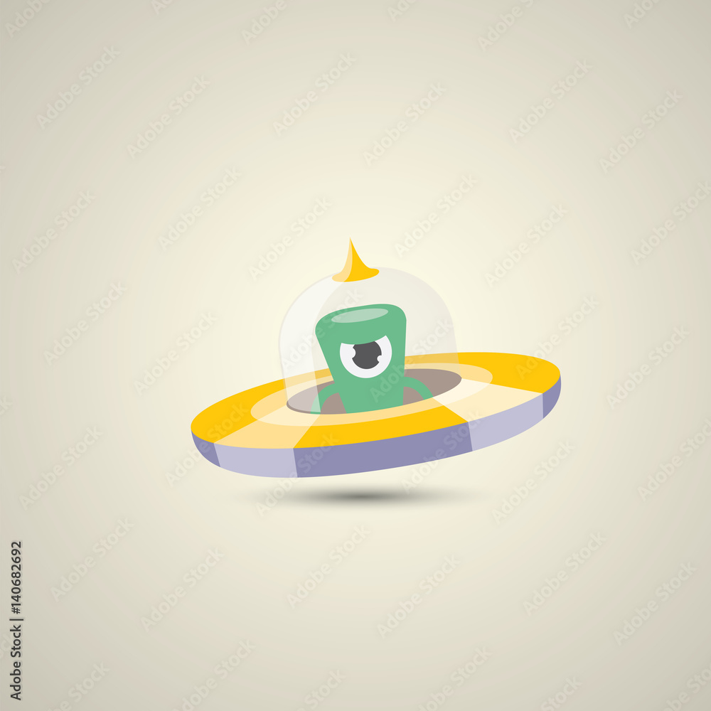 vector flat funny orange alien spaceship logo vector flat funny orange alien spaceship logo