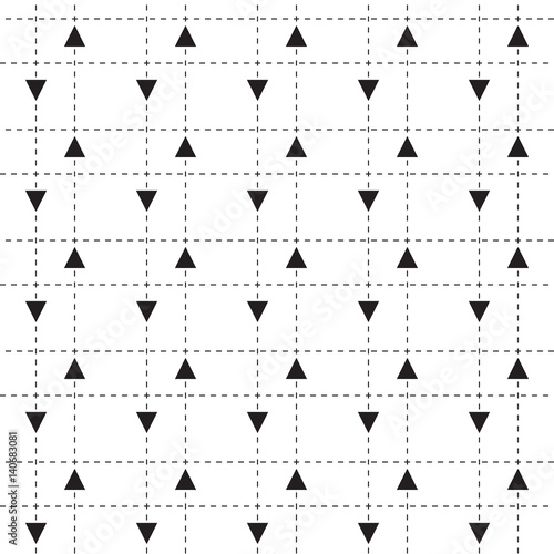 Minimalistic seamless vector pattern with triangles and dashed line
