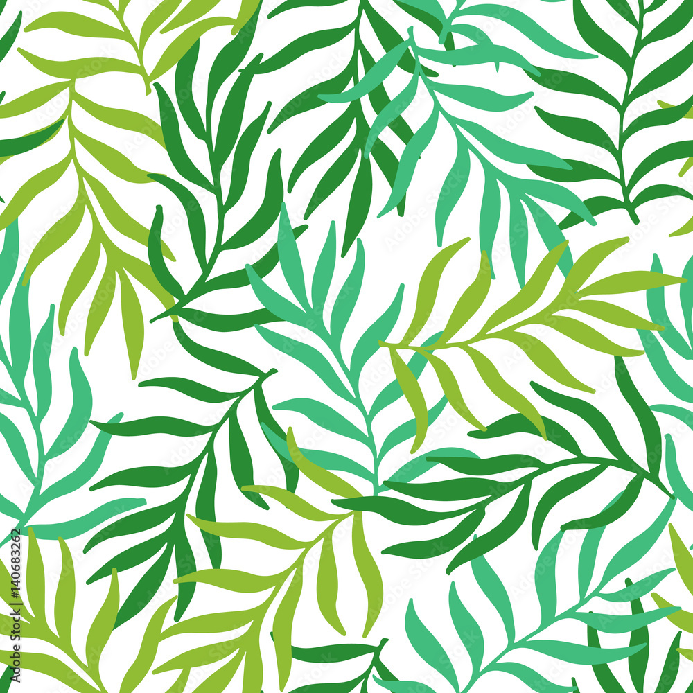 Green leaves background, seamless vector pattern