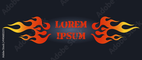 Red and orange gradient flame frame element