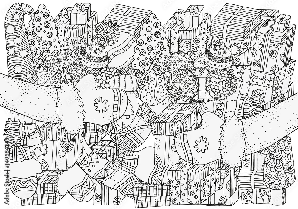 Naklejka premium Pattern for coloring book. Winter sketches.