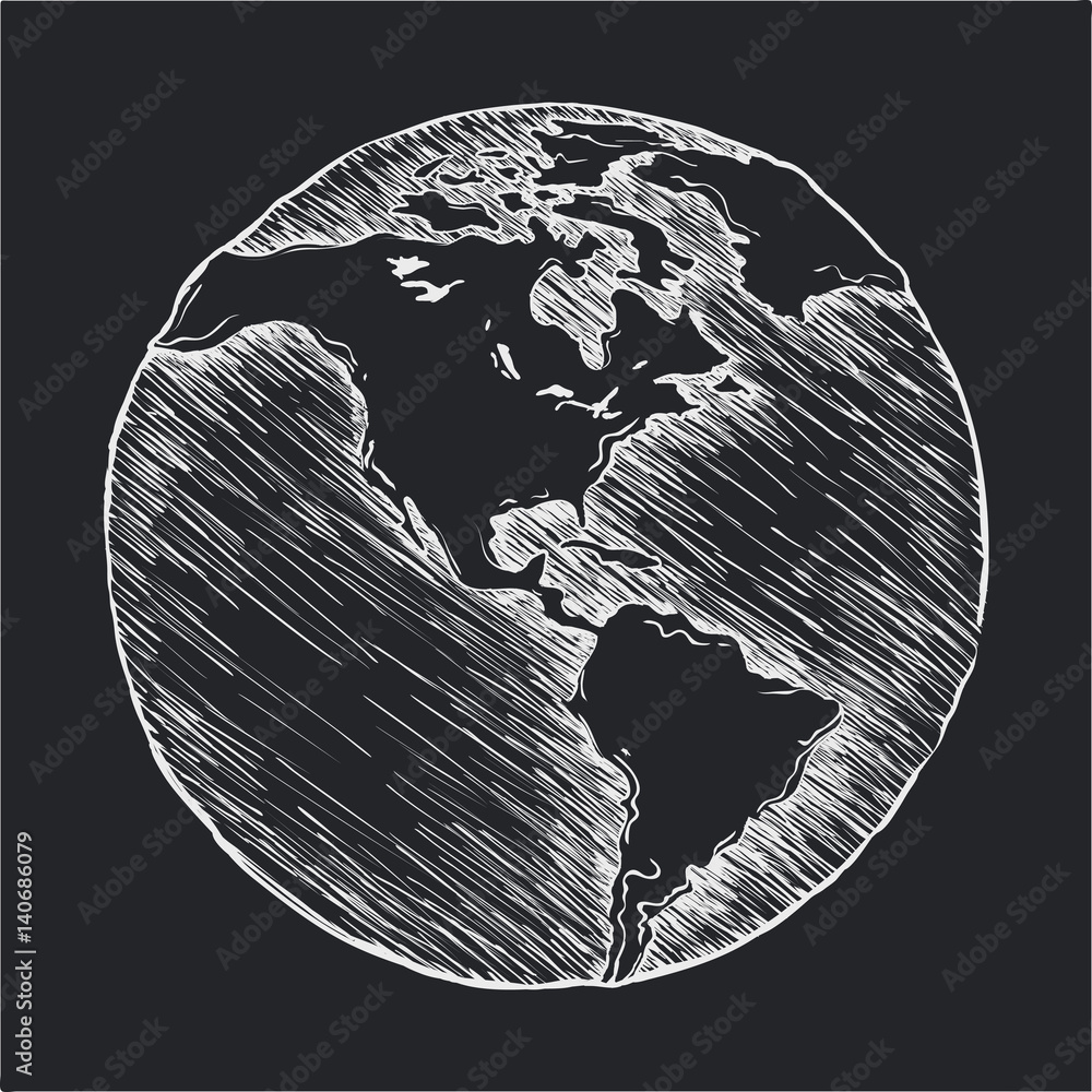 Hand drawing line icon Globe outline drawing Stock Vector Adobe Stock