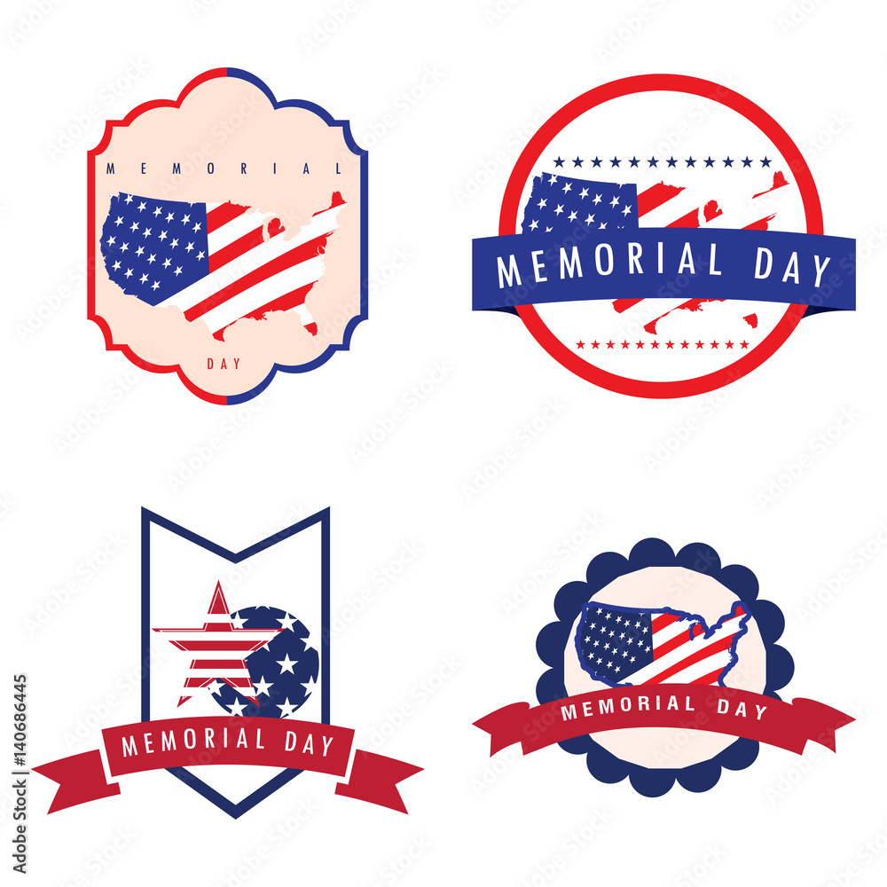 Isolated memorial day label on a white background, Vector illustration Isolated memorial day label on a white background, Vector illustration