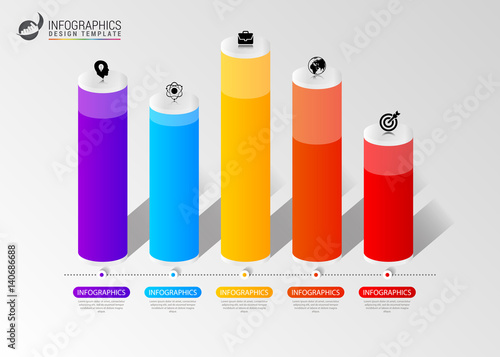 Infographic design template. Columns and percents. Vector