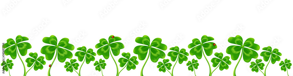 Line of vector four-leaf clovers, vector Saint Patrick's Day border Line of vector four-leaf clovers, vector Saint Patrick's Day border