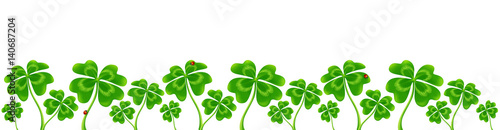 Line of vector four-leaf clovers, vector Saint Patrick's Day border