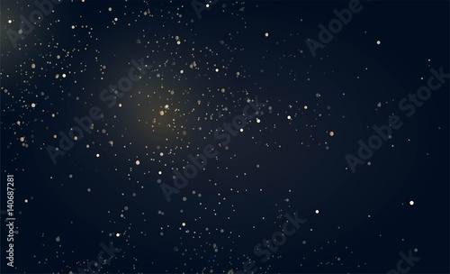 Gold glitter dust texture. Twinkling glitter. Magic Space. Fairy Dust. Infinity. Abstract Universe Background. Vector illustration