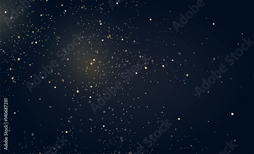 Gold glitter dust texture. Twinkling glitter. Magic Space. Fairy Dust. Infinity. Abstract Universe Background.  Vector illustration
