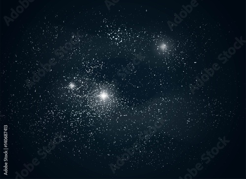 Night sky with stars and milky way. Starry night sky abstract background. Vector illustration