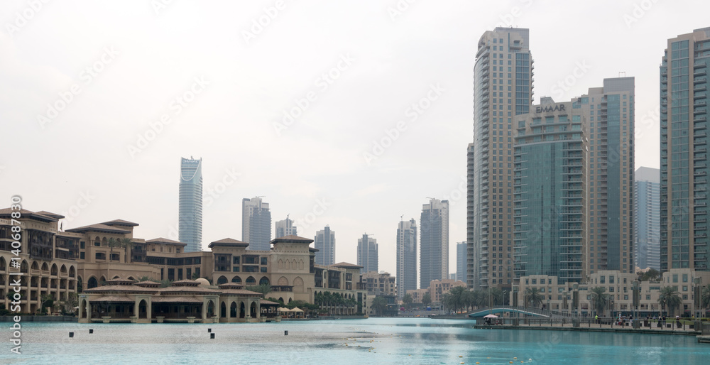 Downtown Dubai, panoramic view of the modern city centre