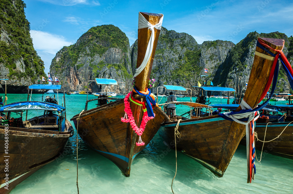 Boats in the archipelago of Phi Phi island, Phuket
