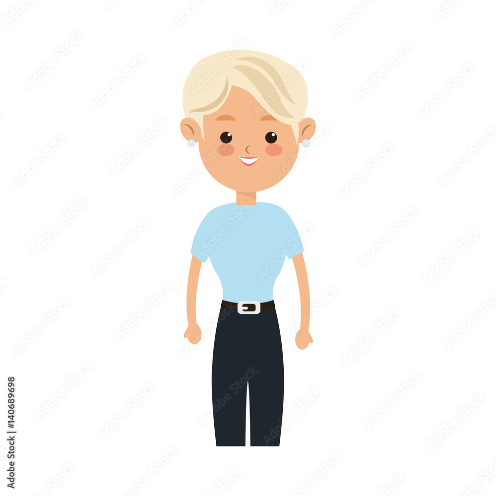 young woman cartoon icon over white background. colorful design. vector illustration