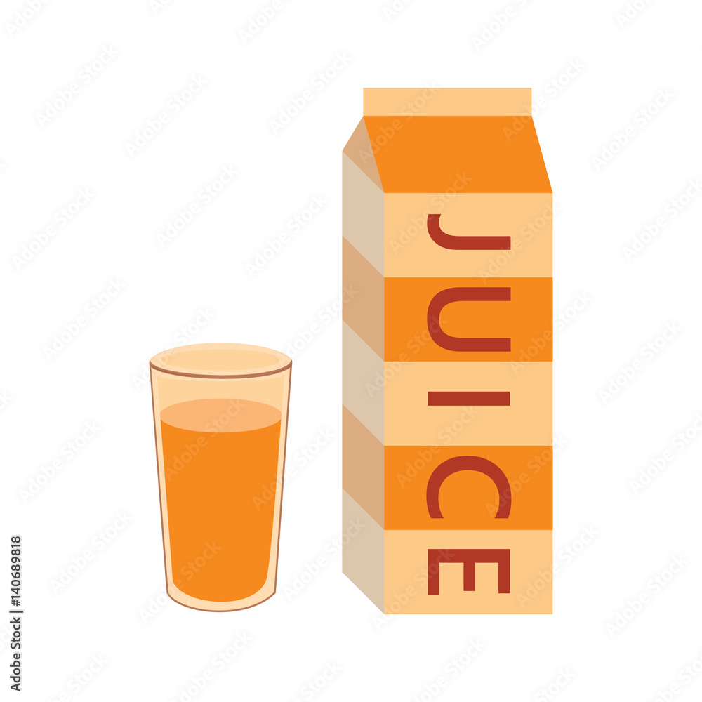 box of juice with glass orange box of juice with glass orange