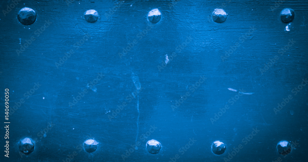 Blue old metal background with rivets. Vintage abstract texture with ...