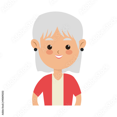 old woman cartoon icon over white background. colorful design. vector illustration