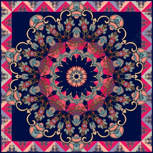 Beautiful pillowcase in ethnic style. Vector template.
