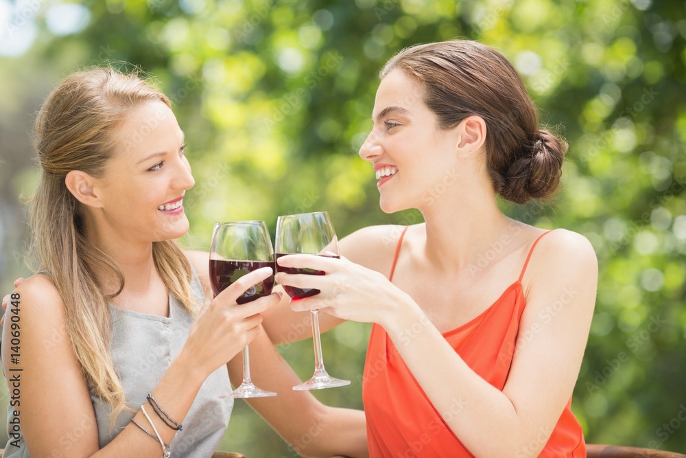 Happy friends toasting wine glasses Happy friends toasting wine glasses