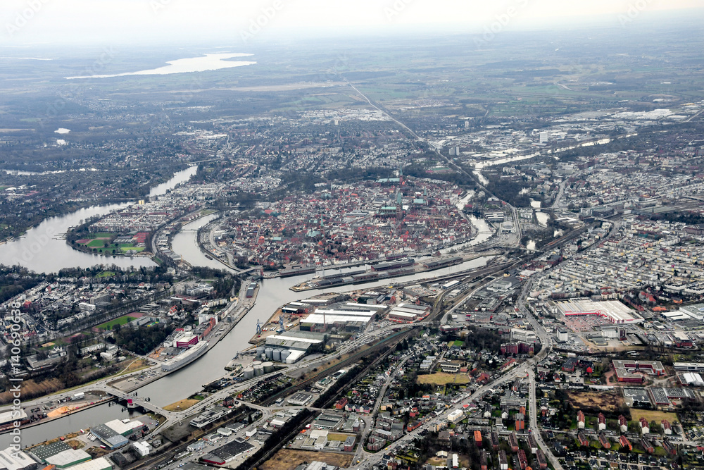 The north of Germany and Hamburg from above