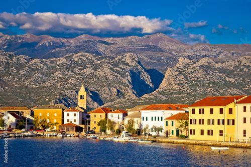 View of Town of Vinjerac with Velebit mountain background, Croatia © xbrchx