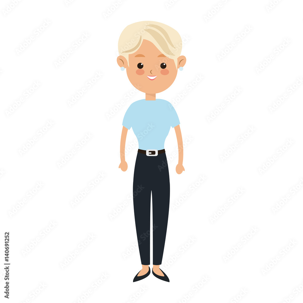 young woman cartoon icon over white background. colorful design. vector illustration