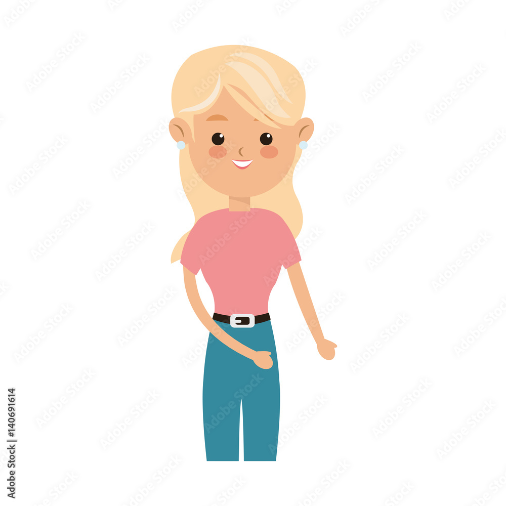 young woman cartoon icon over white background. colorful design. vector illustration
