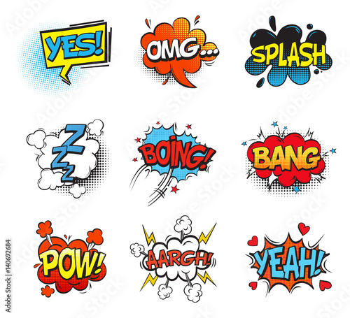 Bang comic bubble speech and smash, omg and pow
