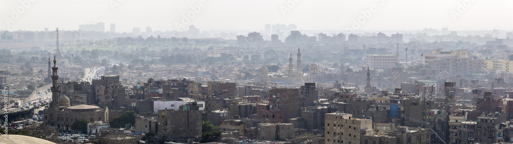 Panoramic view of Cairo skyline from the Mokkatam hill.