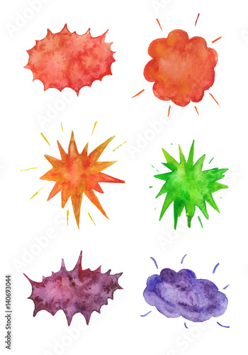 Set of watercolor bangs. Hand drawn elements for original design.