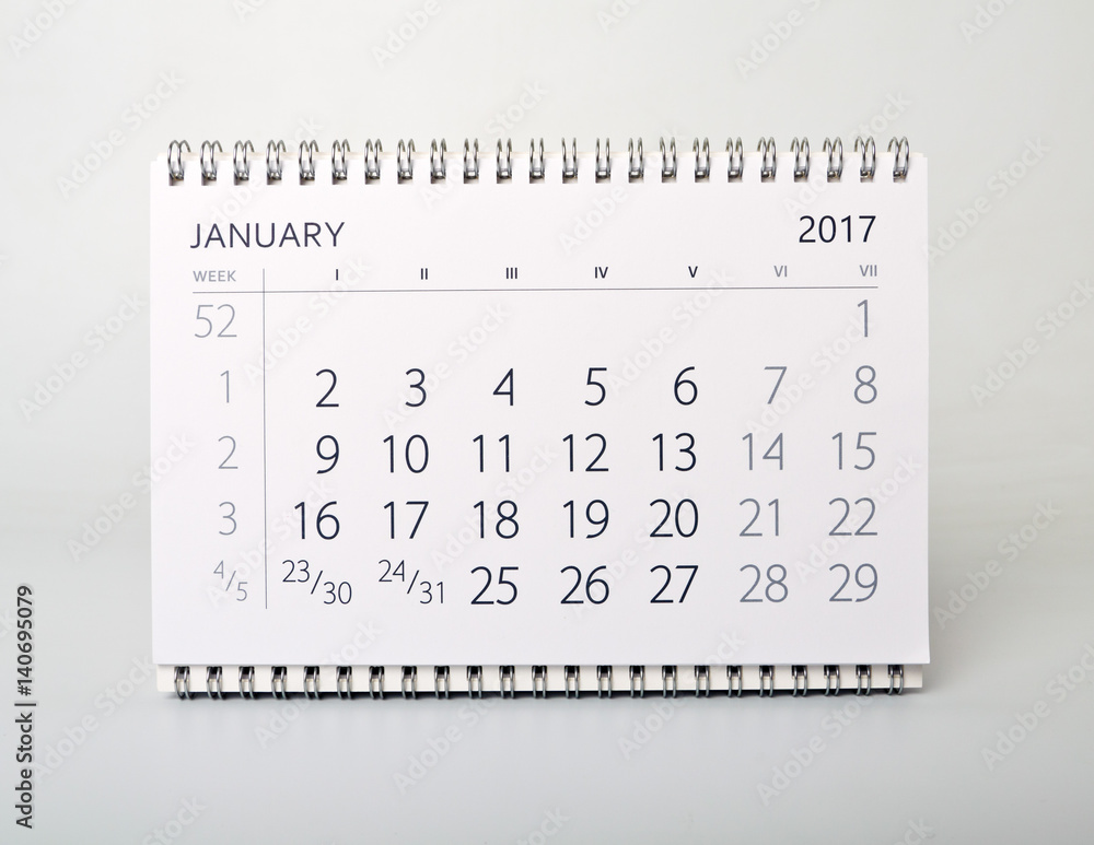 January. Calendar of the year two thousand seventeen. Stock Photo | Adobe Stock