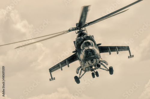Helicopter gunship approaching
