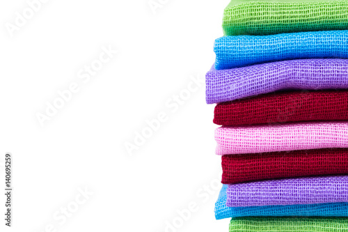 Texture of fabric material sample with isolated background