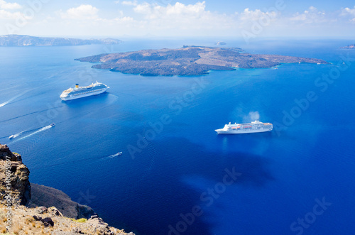 cruise ship on Aegean sea, Cyclades, Greece