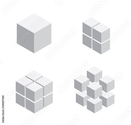  Isometric cubes for 3d designing.Cube isometric logo concept,vector illustration.Symbol with three-dimensional effect.