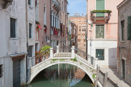 Typical Venice glimpse, with canal and bridge