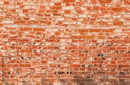 Background of old vintage dirty brick wall with  texture