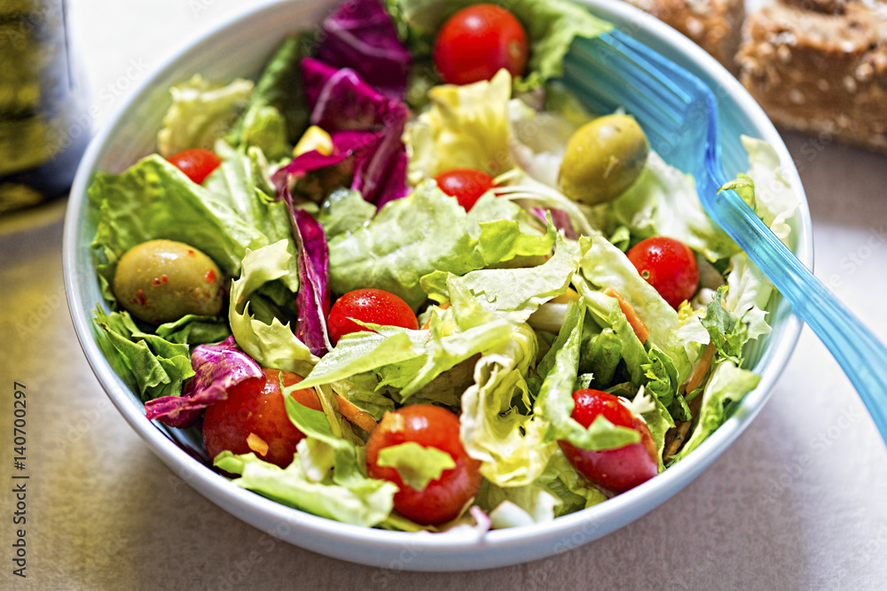 Salad with tomatoes, olives carrots Salad with tomatoes, olives carrots