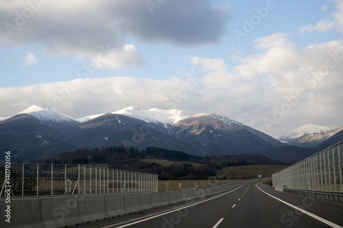 Sunset on the road. Slovakia