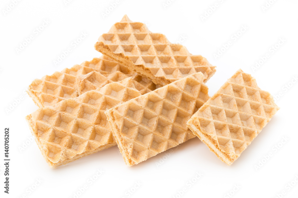 Waffle with crem isolated on white background. Waffle with crem isolated on white background.