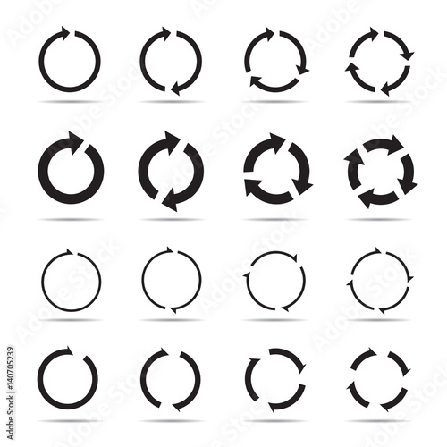 Set of black circle vector arrows.