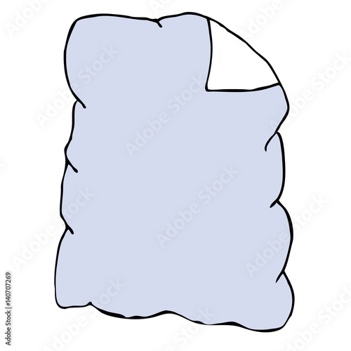Blanket drawn in line art and coloured with blue. Symbol for bedtime and sleep, boys bed