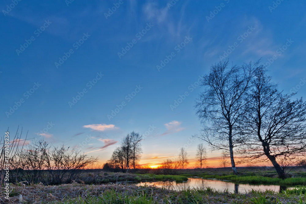 Early spring landscape with the river Early spring landscape with the river