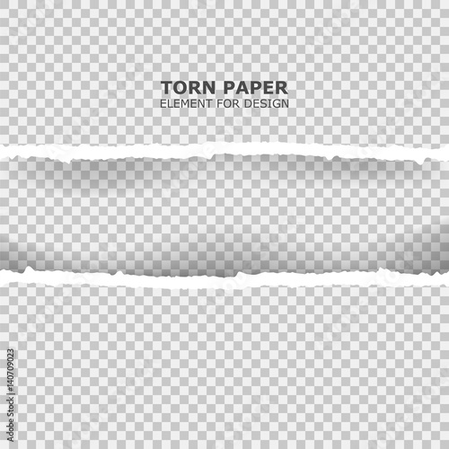 Seamless ripped paper and transparent background with space for text. Torn paper element for design vector illustration