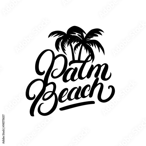 Palm Beach hand written lettering with palms.