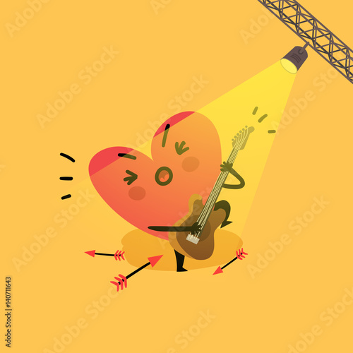 Heart character singing and playing guitar