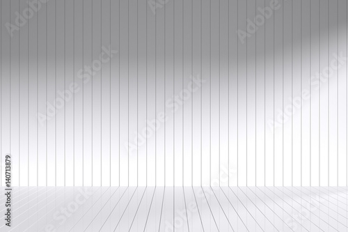 3D Rendering : illustration empty room minimalism interior white tile shiny wall and floor. space for your text and picture. 3d blank trade show booth for designers.white wall and white floor room