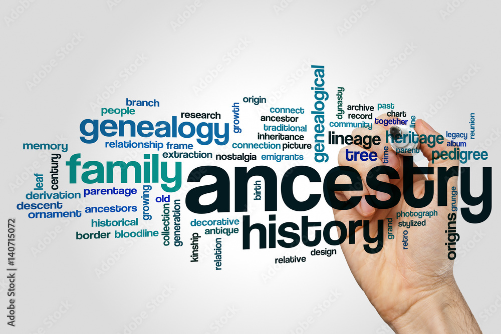 Ancestry word cloud concept on grey background Ancestry word cloud concept on grey background