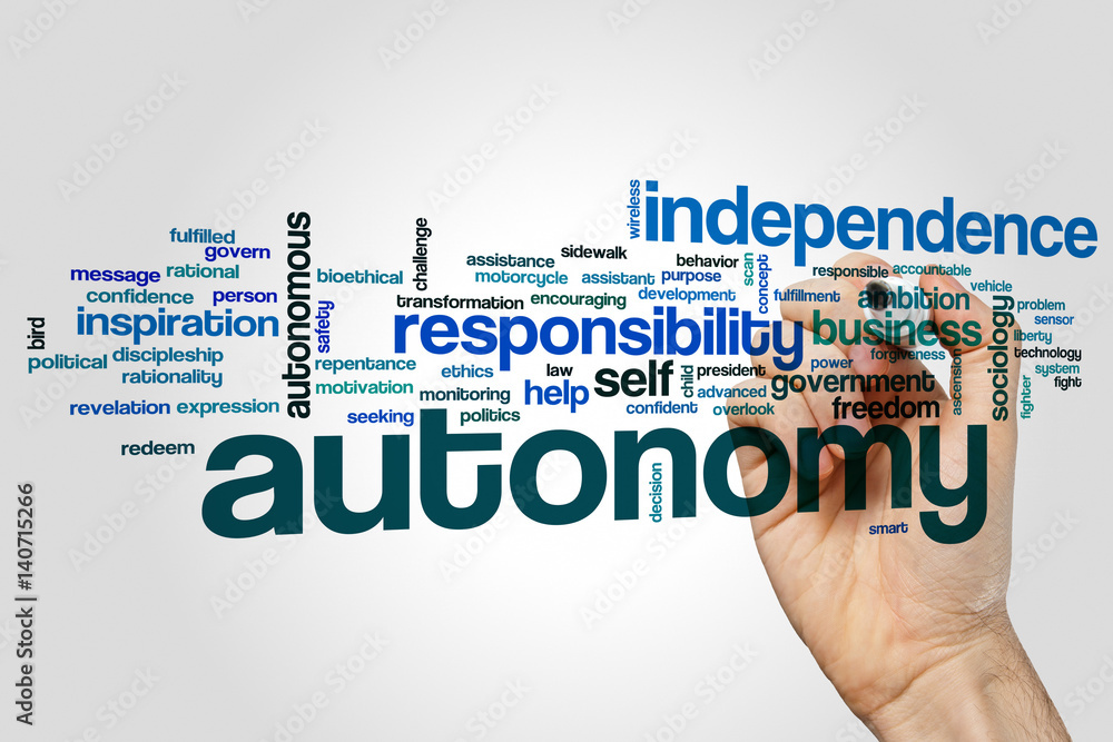 Autonomy word cloud concept on grey background Autonomy word cloud concept on grey background